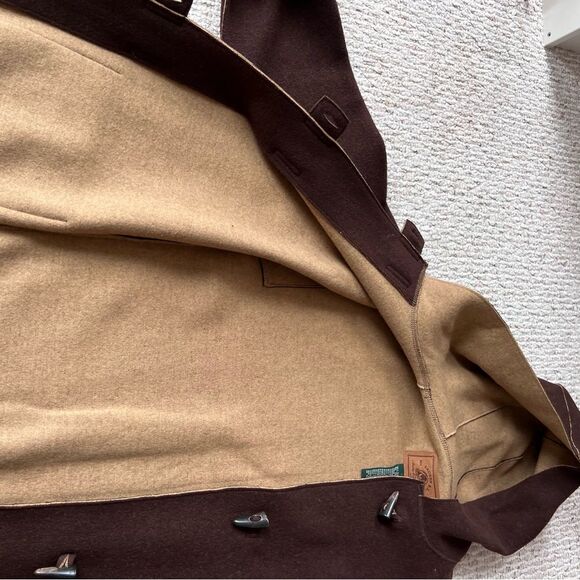 Lauren Ralph Lauren Wool Blend Brown Hooded Toggle Button Coat - Size Large - Picture 6 of 8